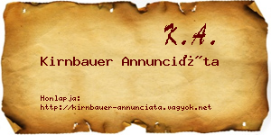 Kirnbauer Annunciáta névjegykártya